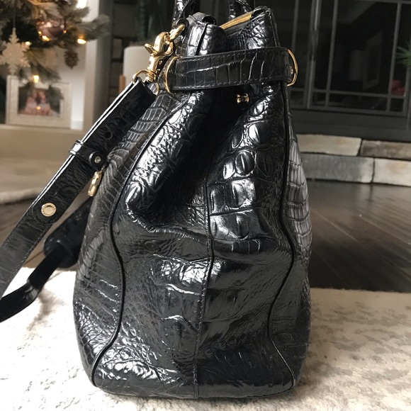 Brahmin Croc Embossed XL Travel Satchel Crossbody Bag - Picture 4 of 16